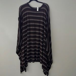 NEW! Brown Stripped Poncho / Cover Up. Size OS